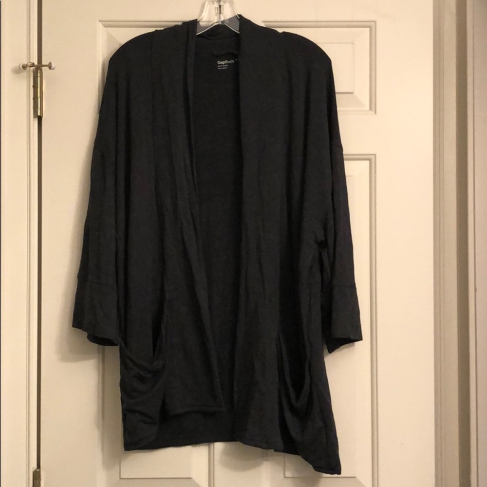 Gap Body Gray Long-Sleeved Draped Cardigan